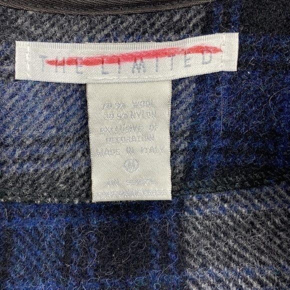 Vintage The Limited Wool Plaid Snap Button Vest Gray Blue Black Size Medium - Picture 3 of 4